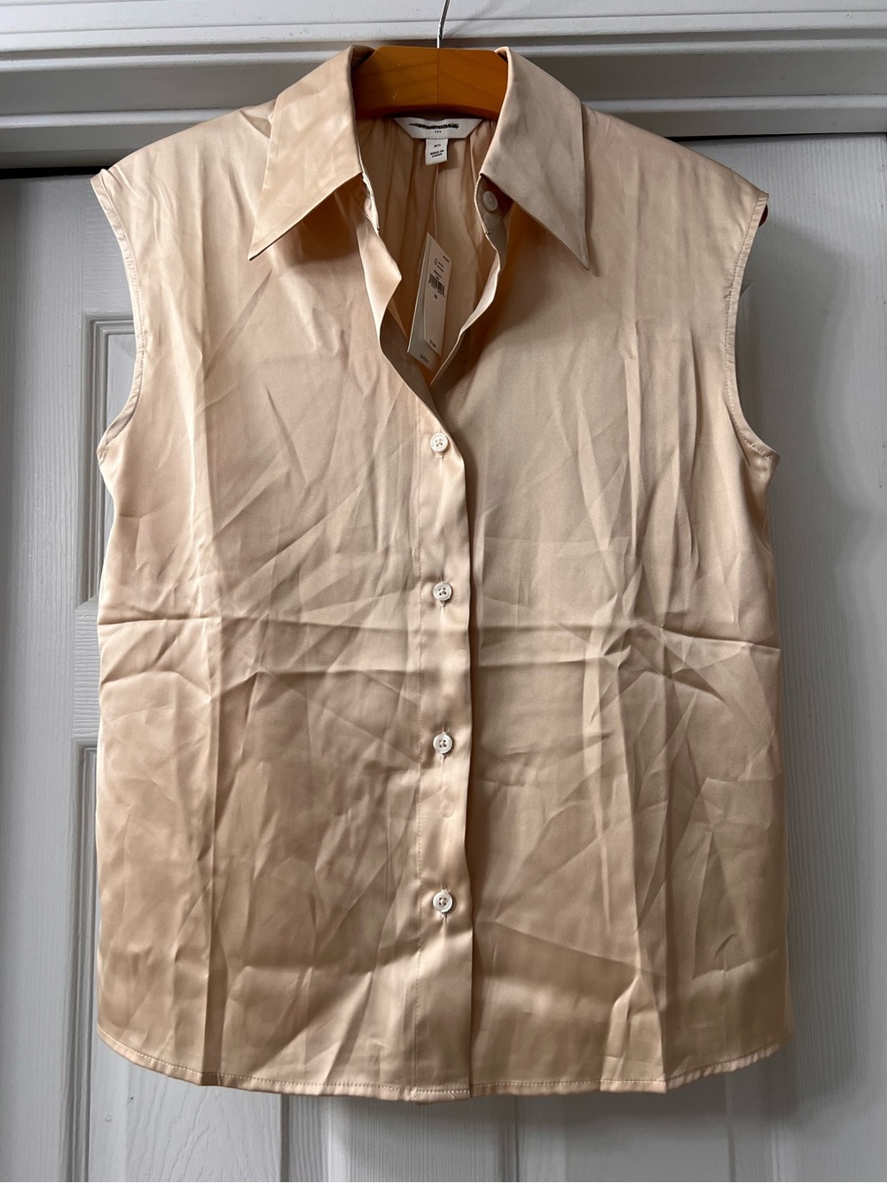 Banana Republic Champagne/ Gold  Sleeveless Button-Front Top Sz XS 
Elegant